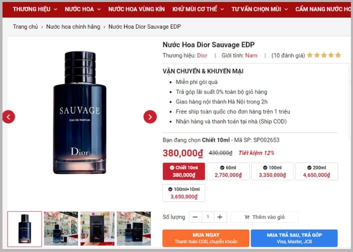 phân biệt nước hoa Dior Sauvage thật giả