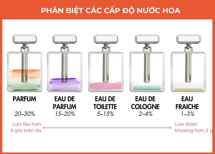 Nồng độ tinh dầu trong nước hoa là yếu tố chính quyết định thời gian lưu hương